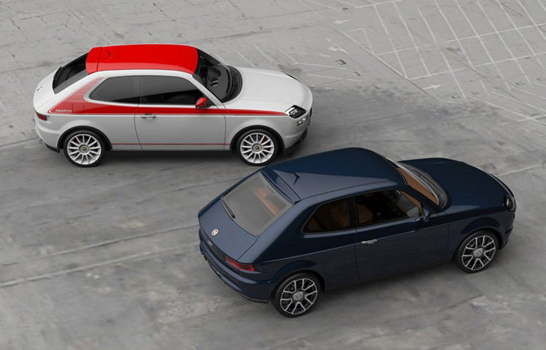 Due fiat 127: davanti una color blu scuro, dietro una fiat color bianco con linee e tettuccio rosso