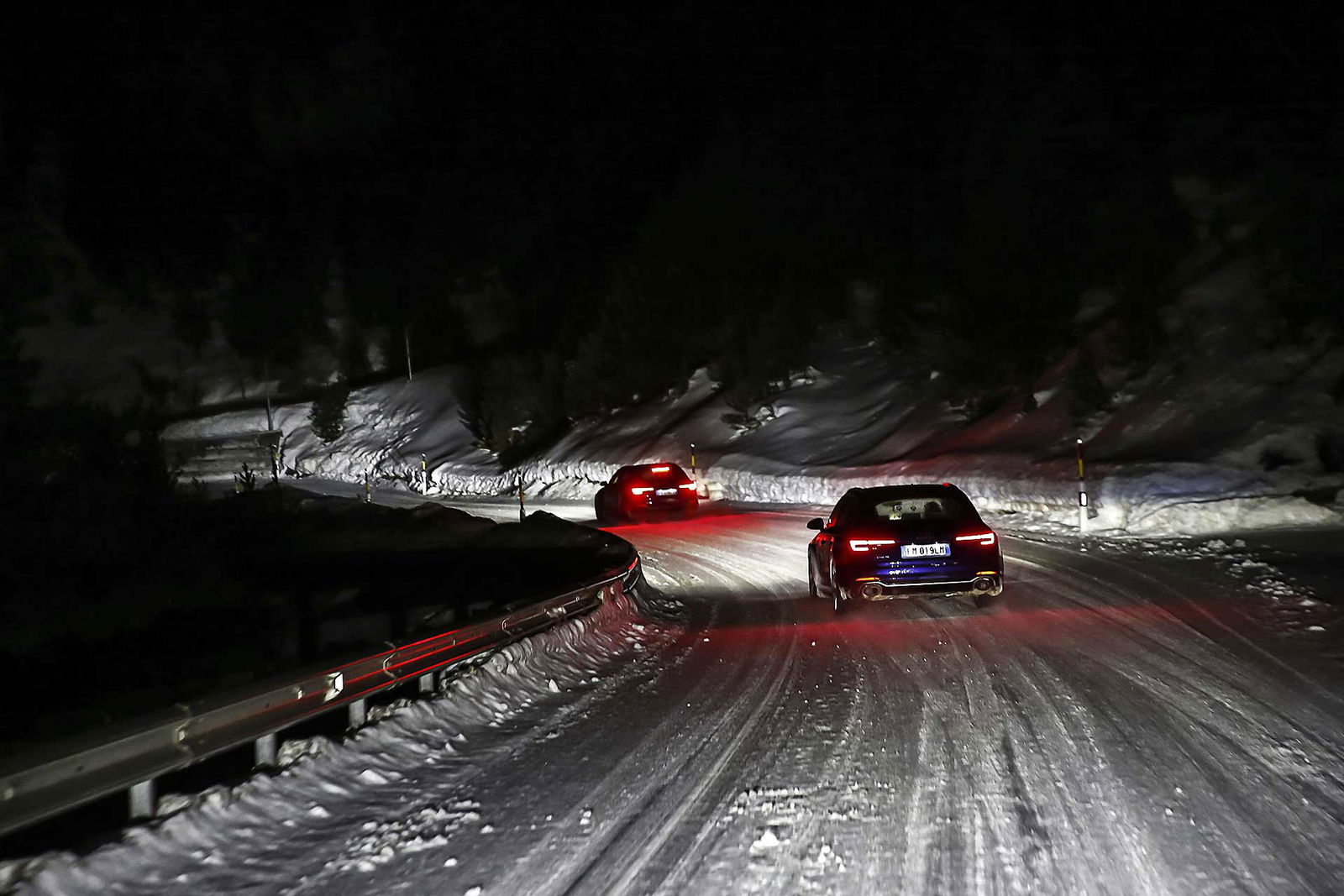 Audi RS4 2018 20Quattro Ore delle Alpi passo alpino di notte con neve