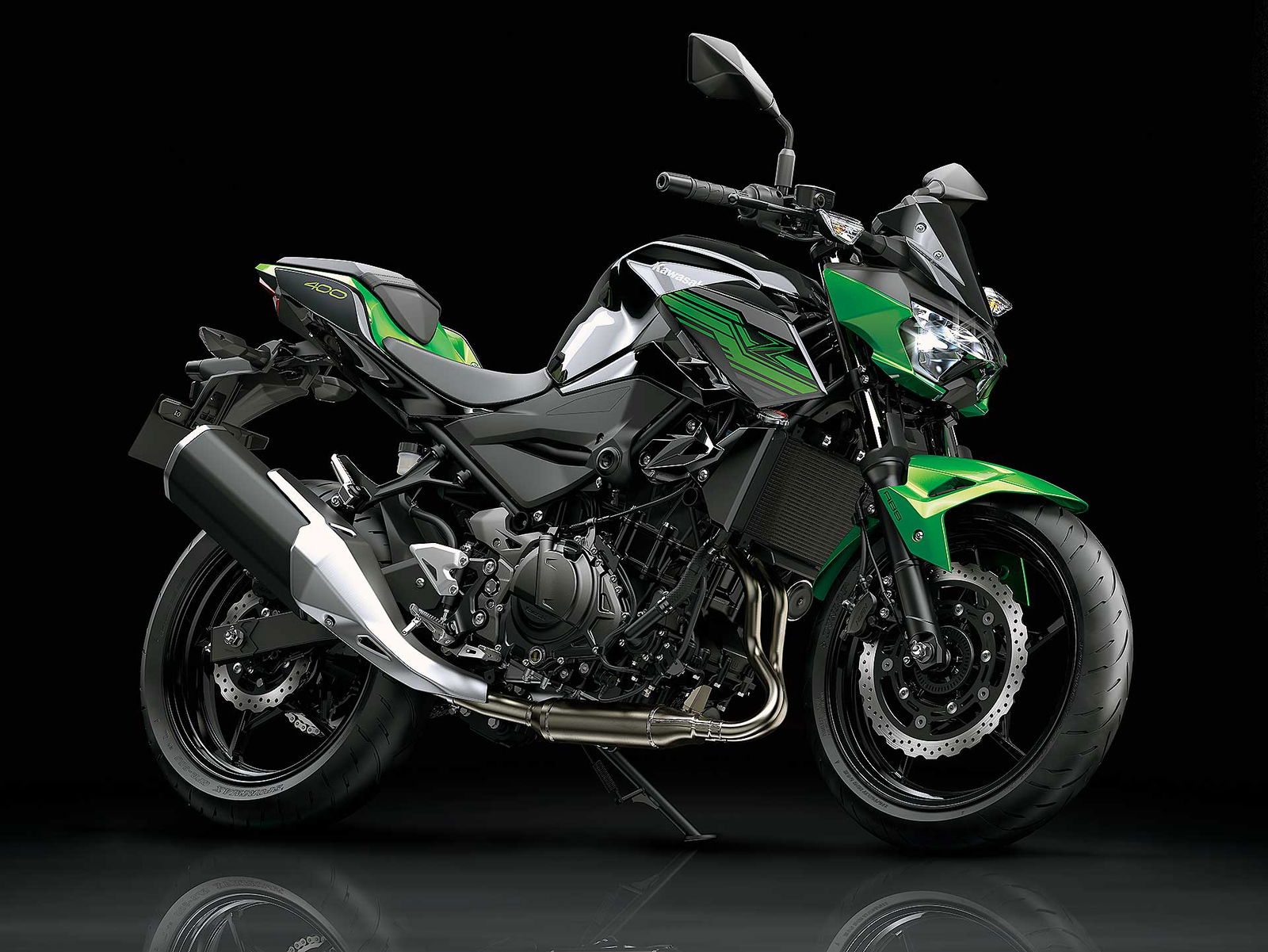 Kawasaki Z400 nera e verde moto per neopatentati A2