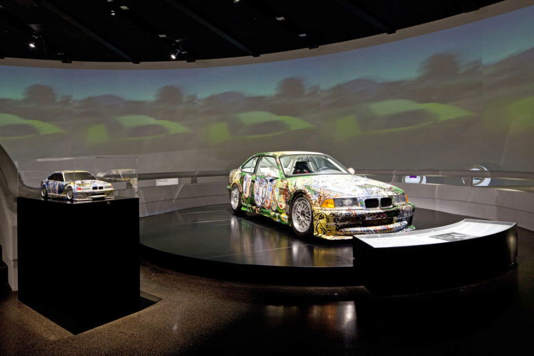 BMW Art Car exhibition at the BMW Museum, October 6, 2010 to June 30, 2011. Sandro Chia, Art Car, 1992 - BMW 3 Series saloon-car racing prototype [front] and the corresponding marquette. (10/2010)