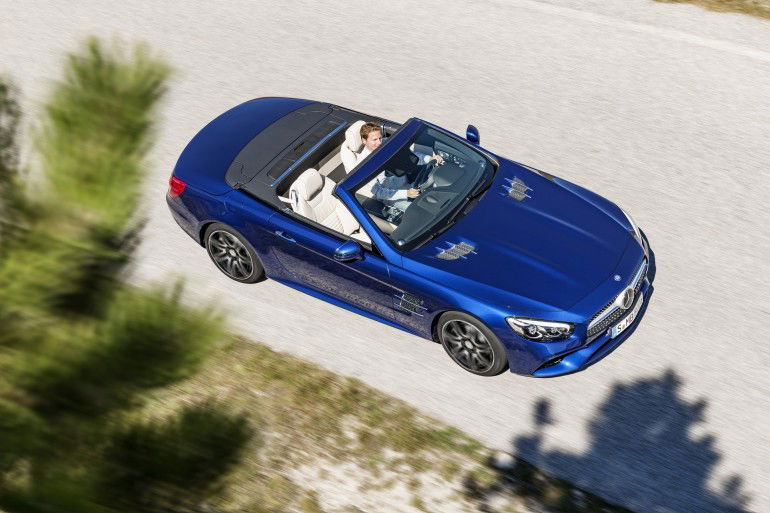Mercedes-Benz SL 500. Brillantblau mit AMG Line