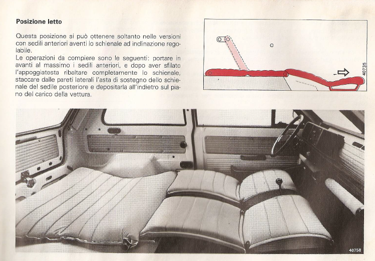 fiat panda sedili letto