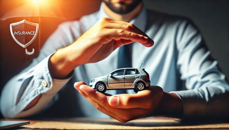 uomo un modellino di auto tra le mani