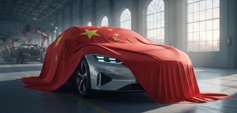 auto ricoperta dalla bandiera cinese